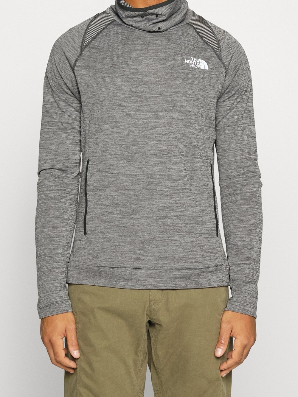 The North Face Mens Heather Gray Pullover Face Cover Pockets Size XL